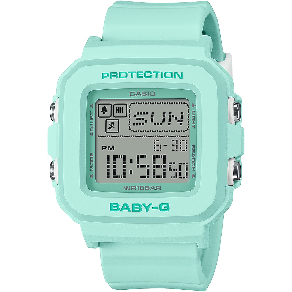 CASIO 卡西歐 BABY-G 單色像素動畫數位手錶-綠 BGD-10-3, , large