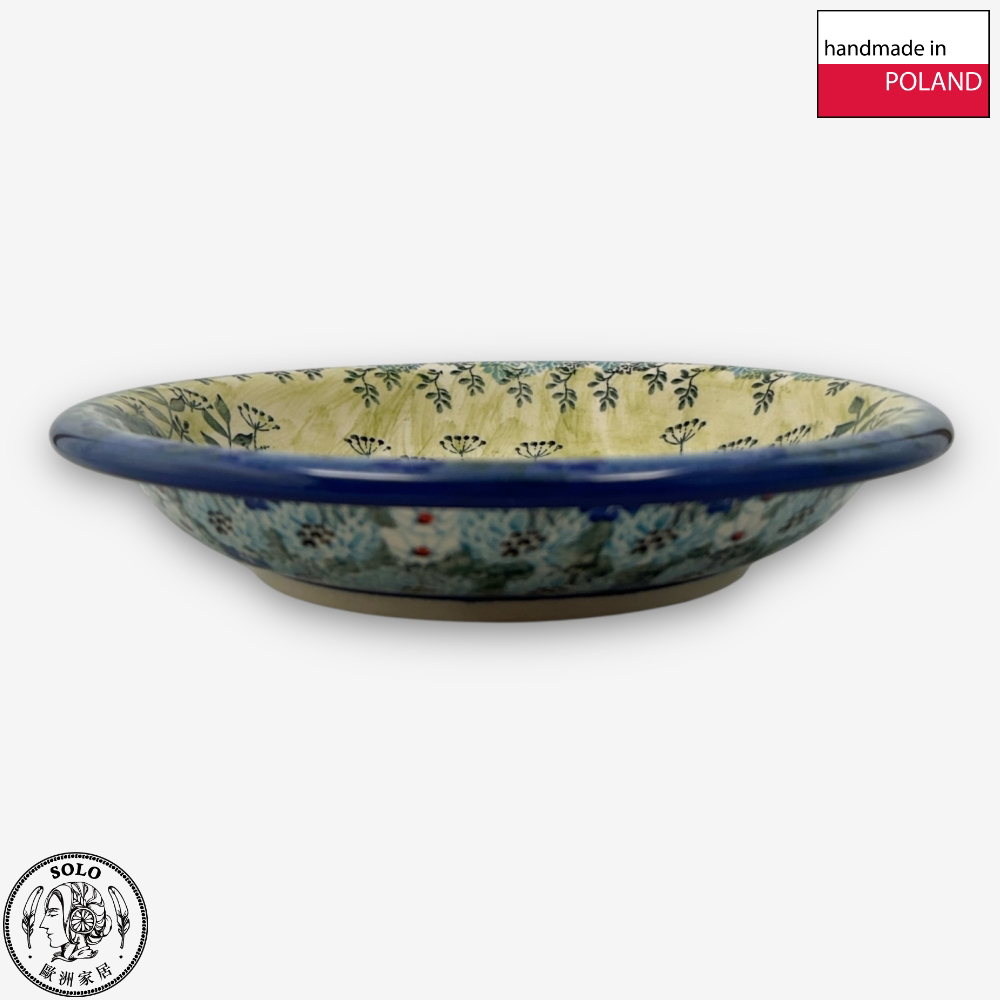 【SOLO歐洲家居】波蘭製 Cerraf 波蘭陶 22.5cm 深圓盤 意麵盤 圓盤 藍野芳蹤系列, , large