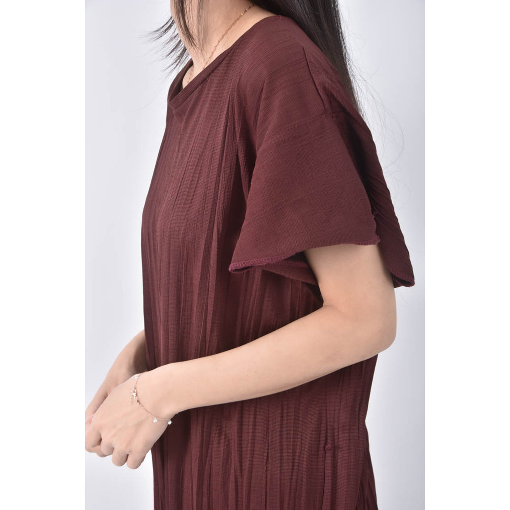 (F) zara皺摺紅色洋裝二手衣, , large