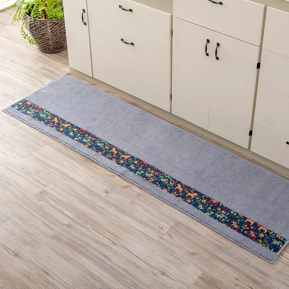 【HASHIZUME】Japan-Made Nordic-Style Lucky Horse Kitchen Mat 50×120cm – Light Gray, , large