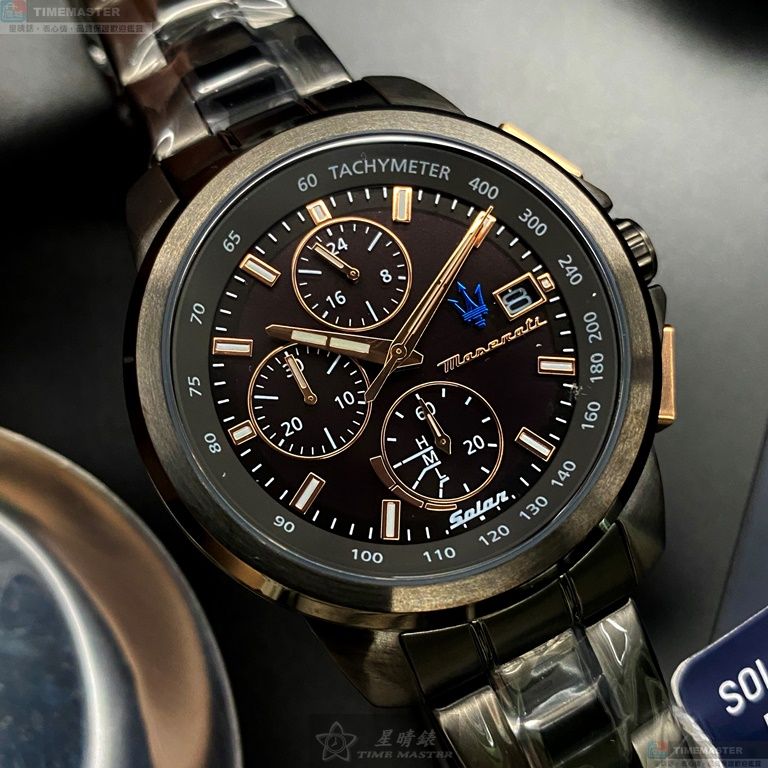 [星晴錶業]MASERATI手錶,44mm,R8873645001黑色錶面黑錶殼深黑色精鋼錶帶款, , large