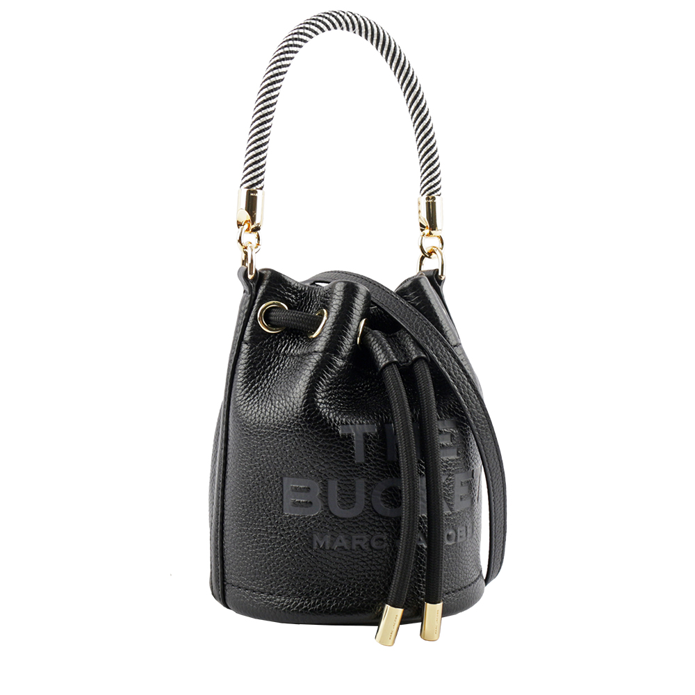 MARC JACOBS The Bucket Bag Logo 壓印二用迷你水桶包/黑色, , large