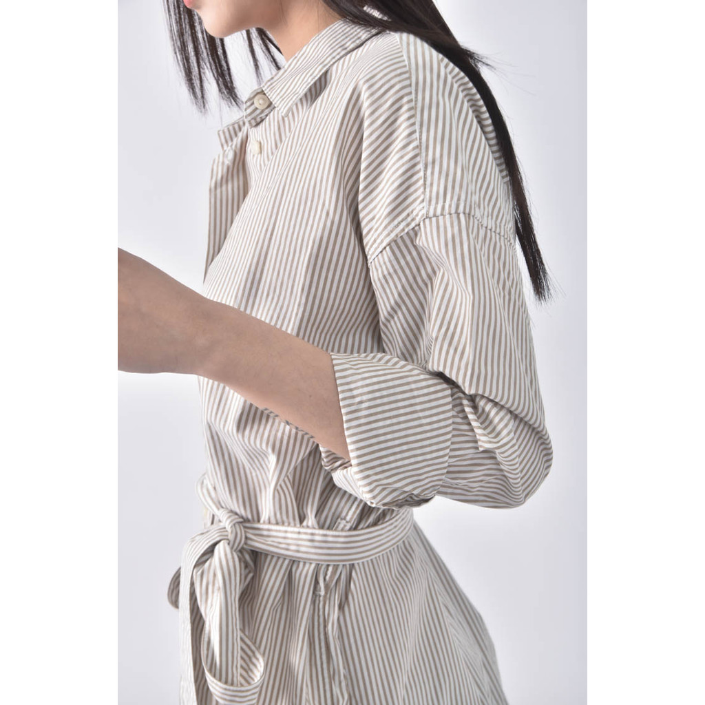 (L) lativ直條紋棕色洋裝二手衣, , large