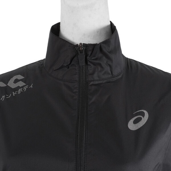 Asics 女 外套 風衣 運動 休閒 跑步 輕量 抗UV 防曬 亞瑟士 黑 [2012C344-001], , large