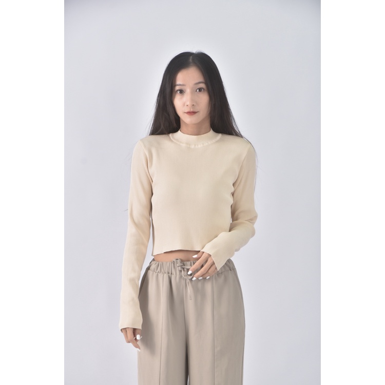 (S) united tokyo質感坑紋杏色長袖上衣二手衣, , large