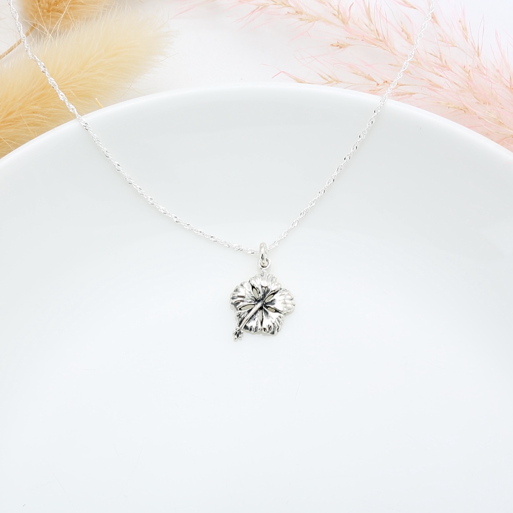 【Angel & Me】堅強 木槿花 s925 純銀 設計師 手作 項鍊 附拭銀布 生日 聖誕 情人節 禮物, , large