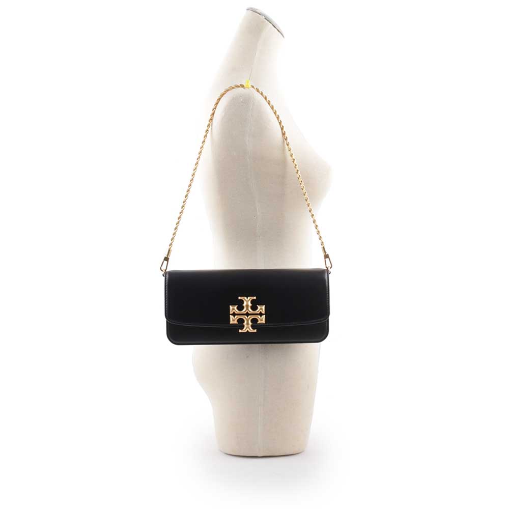 TORY BURCH Eleanor 大標誌牛皮肩背鍊包/手拿包/黑色, , large