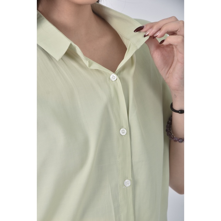 (S) macro質感綠色短袖上衣二手衣, , large