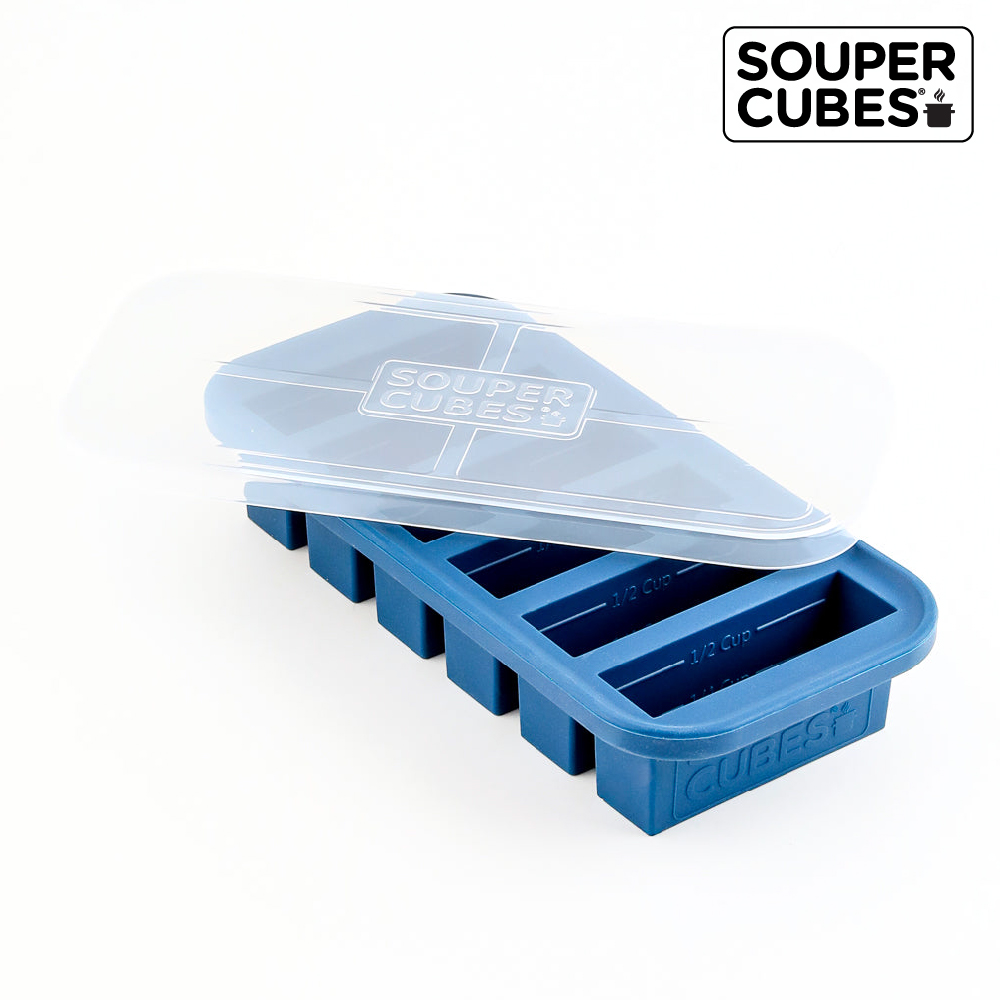 官方直營【Souper Cubes】多功能食品級矽膠保鮮盒6格_暮光藍(500ML/格), , large
