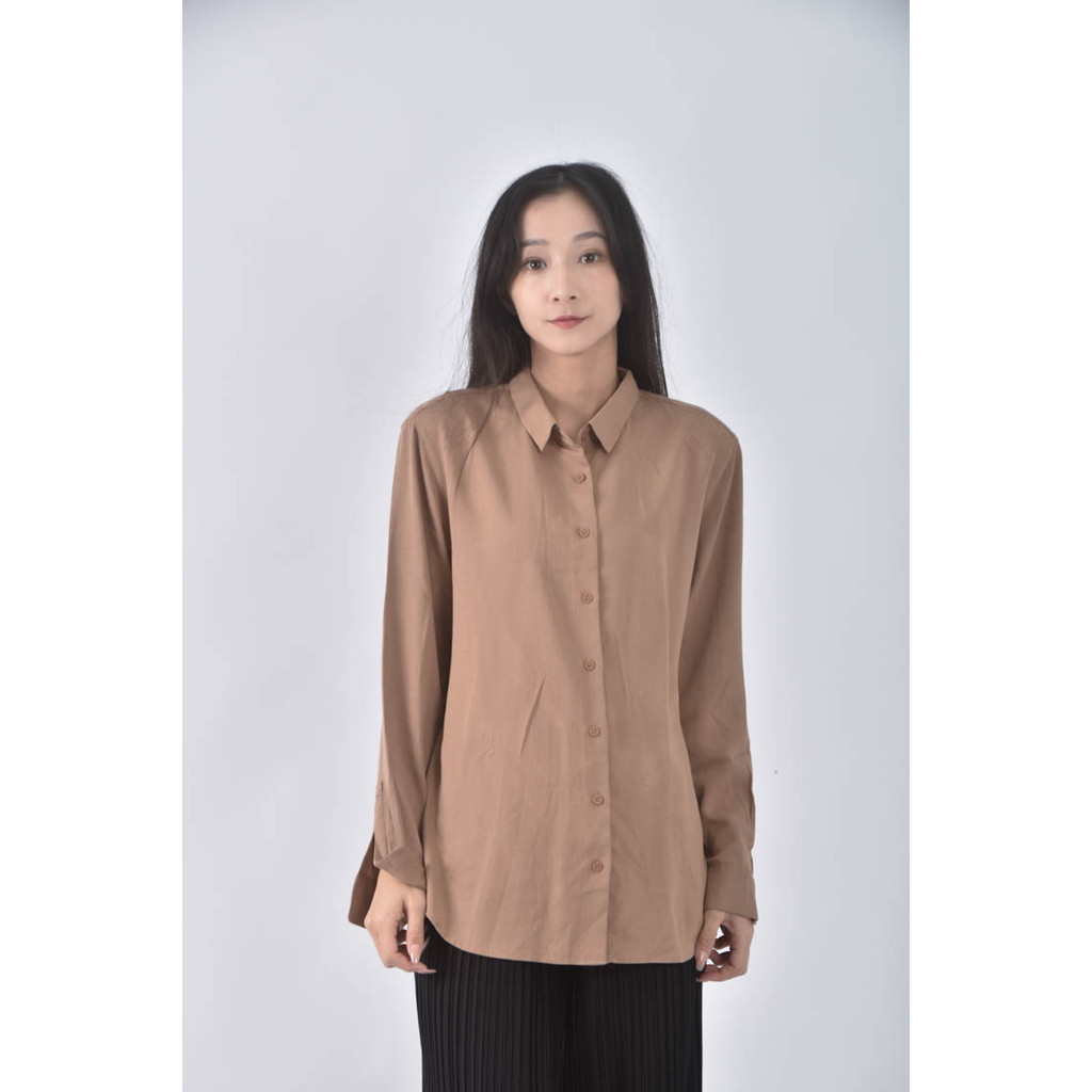 (XL) uniqlo質感羊毛羊毛素面棕色長袖上衣二手衣, , large