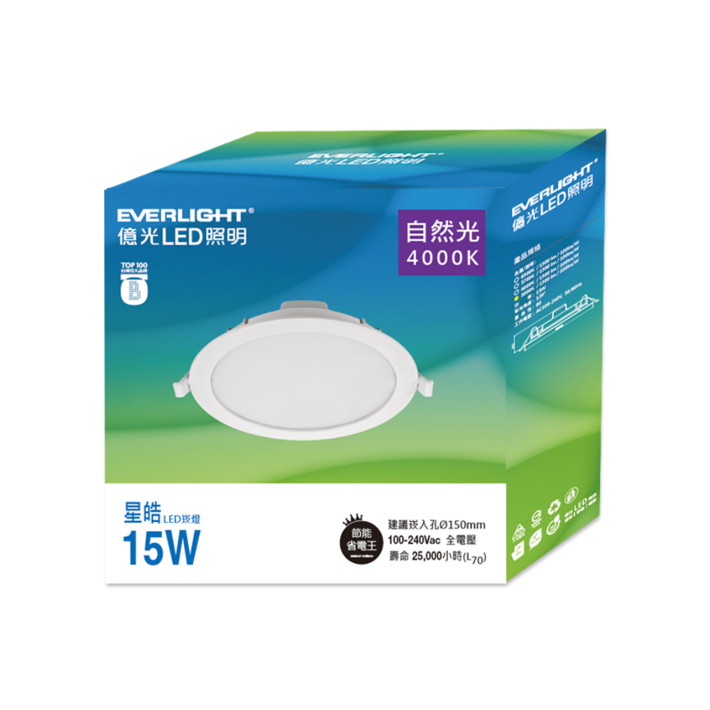 Everlight  15W LED  Downlight