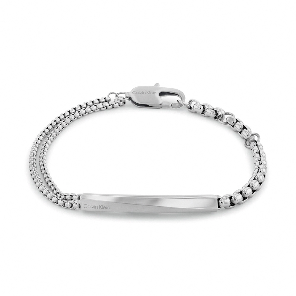Calvin Klein CK 不對稱造型百搭男士手鍊-銀 禮物 送禮(35100058)