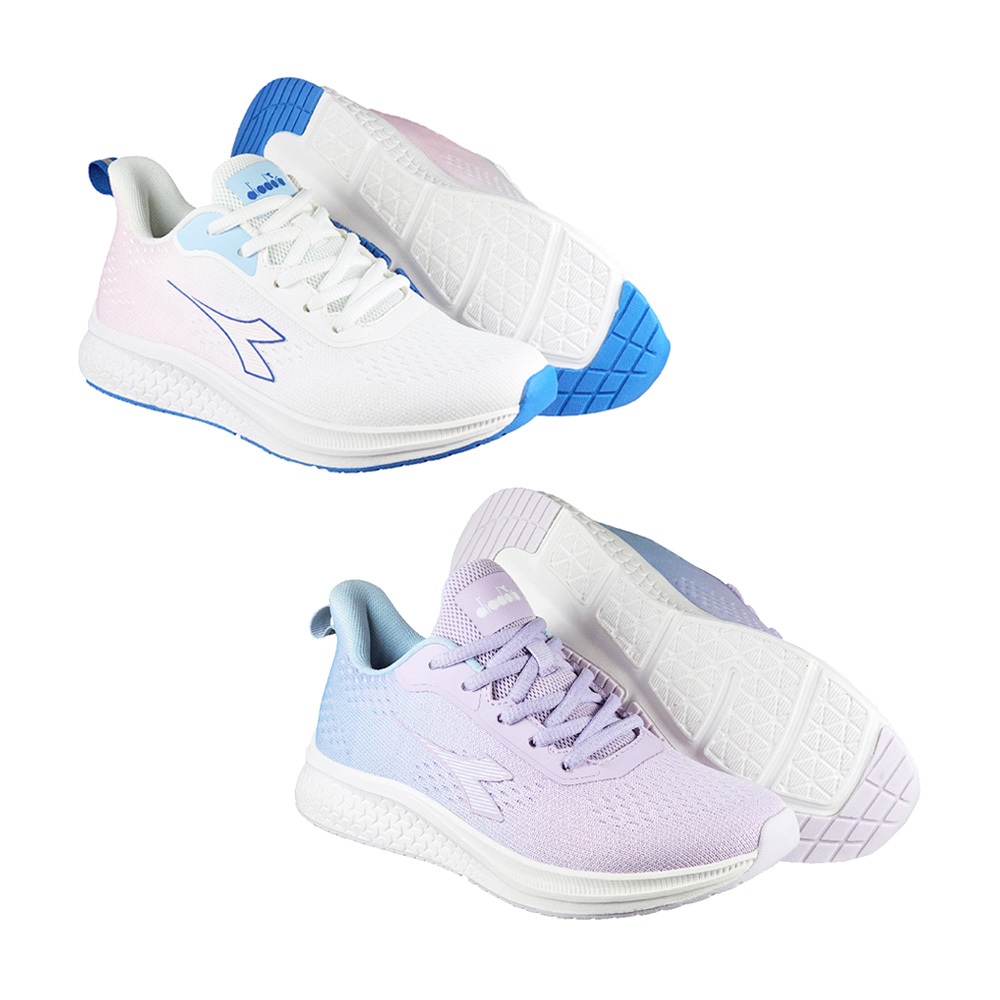 DIADORA迪亞多那 奇幻天空慢跑鞋 女運動鞋 女鞋 漸層 一體成型 透氣 飛織 輕量 減壓 抗菌 吸震 止滑 白粉紫, , large