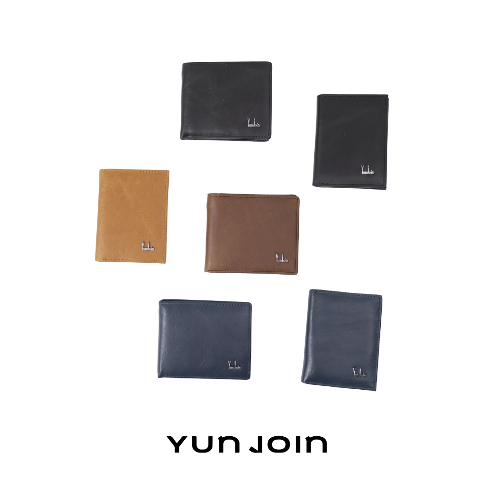 【YUNJOIN】Eterna 直立式真皮短夾-黑色  (男用/女用 多卡位收納皮夾), , large