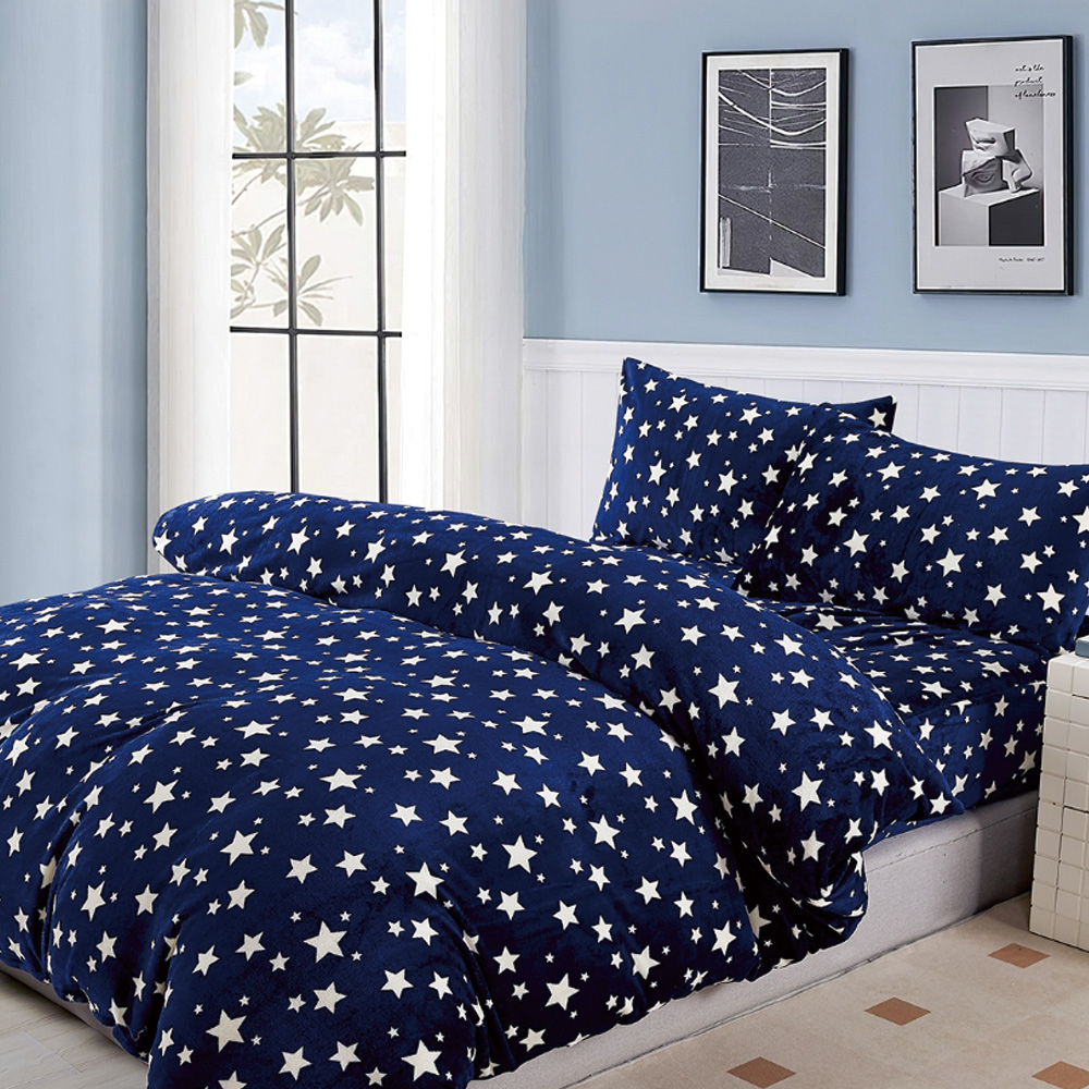 【Galatea葛拉蒂】法蘭絨冬季雙人特大床包四件組 願望星空, , large