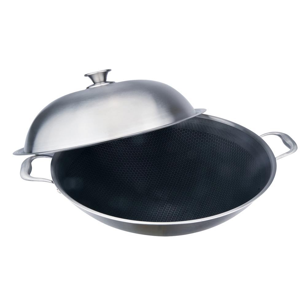 PERFECT 理想牌 鈦晶蜂巢式不沾炒鍋316不鏽鋼八層複合金附蓋 40cm雙耳炒鍋-Leidea樂德兒, , large
