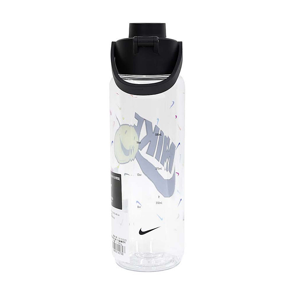 NIKE TR RECHARGE 大口徑水壺 24OZ/709ML 運動水壺 隨身杯 水瓶 可機洗 防漏 耐熱 透明黑彩, , large