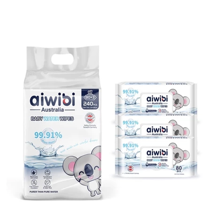 Aiwibi 純水EDI嬰兒濕紙巾 80抽12包入 濕紙巾 純水濕巾 敏感肌適用 無味加厚款 箱購, , large