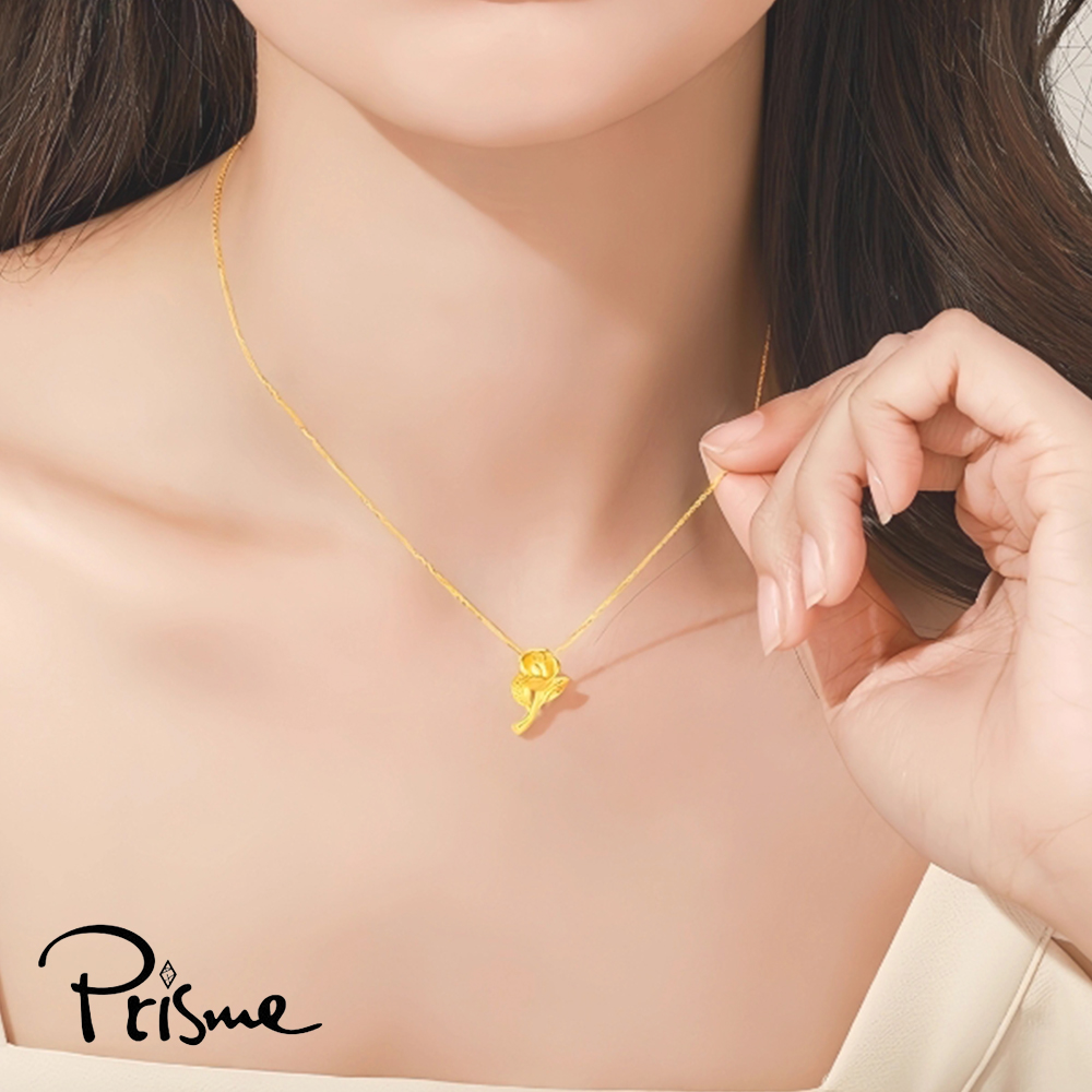 【Prisme Gold】黃金項鍊 單枝玫瑰 鍊墜項鍊 (金重：約0.02錢±0.01), , large