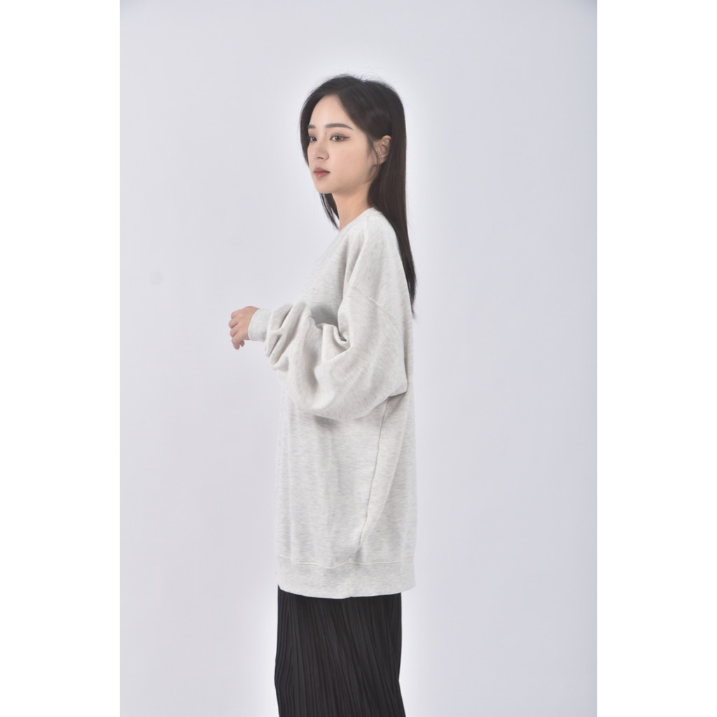 (F) riberry質感圓領灰色長袖上衣二手衣, , large