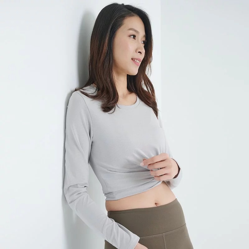 YOGA FLOW Ula Tshirt - 長袖圓領罩衫 - 鴿子灰 Dove Grey, , large