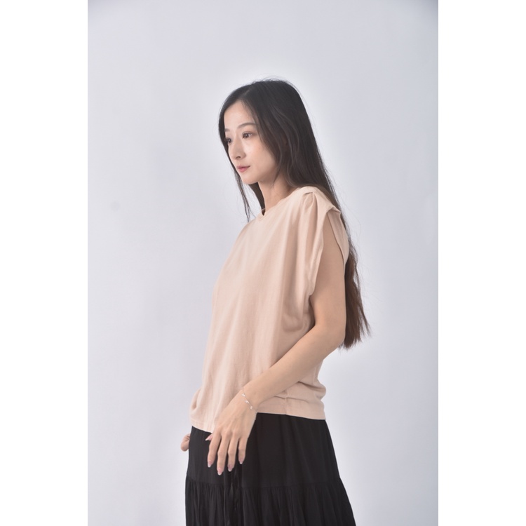 (L) nagumo miyuki質感棉質純棉背心杏色上衣二手衣, , large