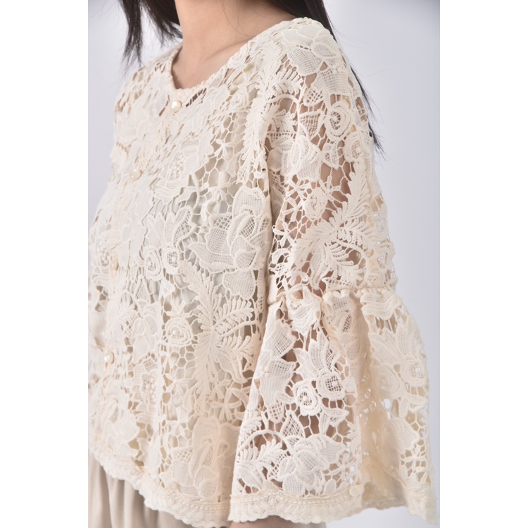 (M) superemelala質感裸空杏色短袖上衣二手衣, , large