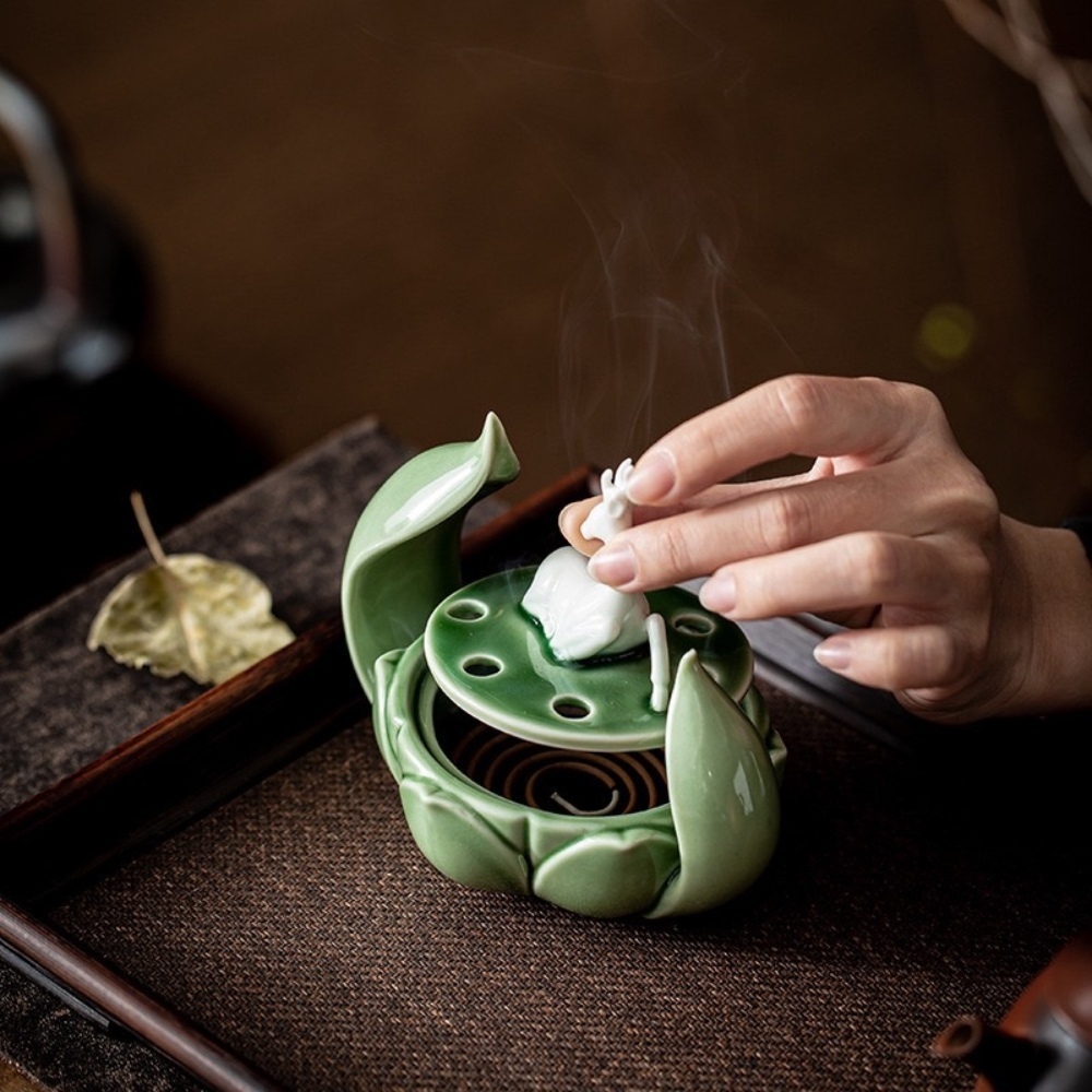 【A&R】招財開運 陶瓷福鹿蓮花香爐, , large