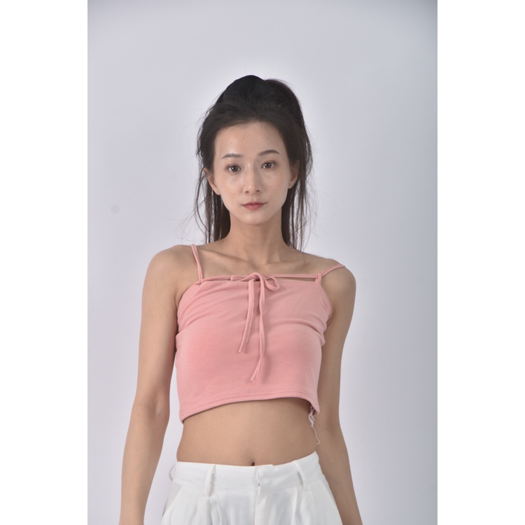(S) 【安于晴Charlene私服】吊帶修身短版棉質無袖粉色上衣二手衣, , large