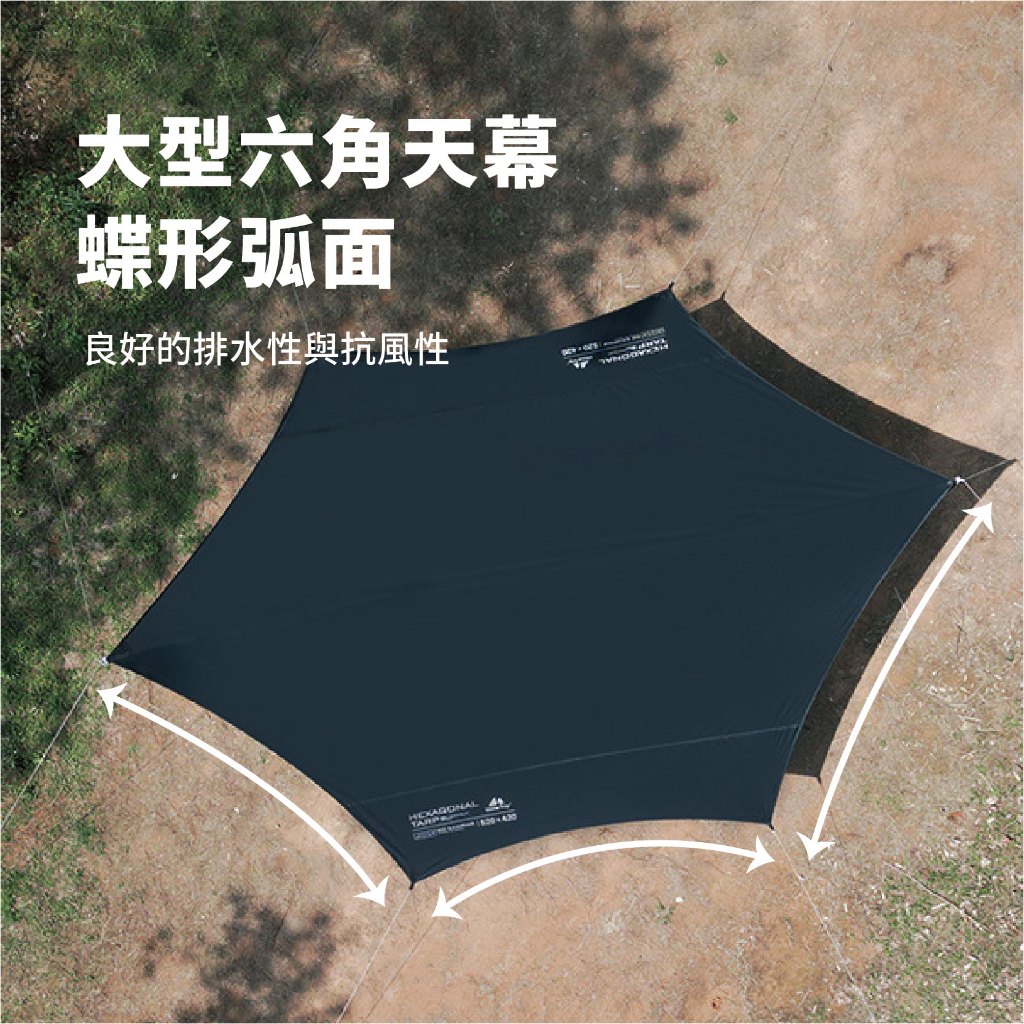 Hexagonal Tarp with Black Coating, , large