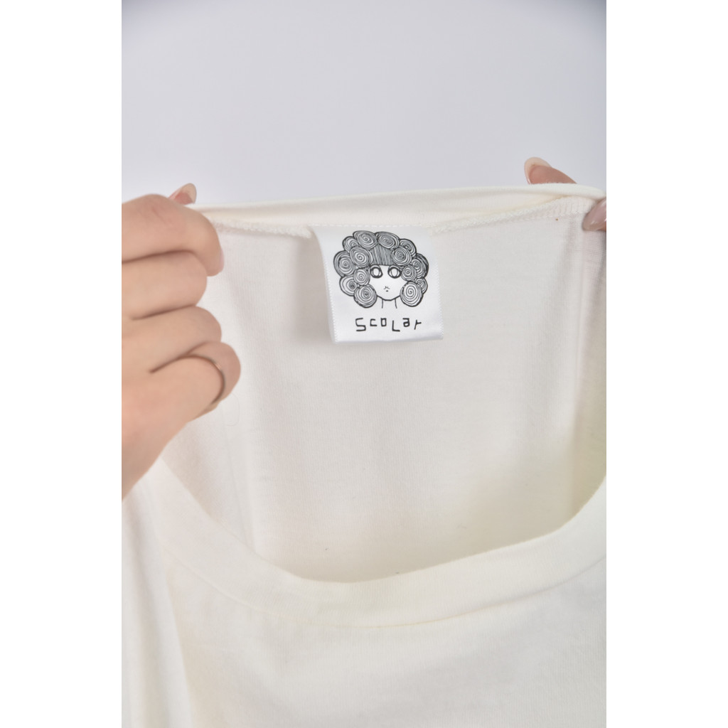 (M) scolar棉質純棉白色長袖上衣二手衣, , large