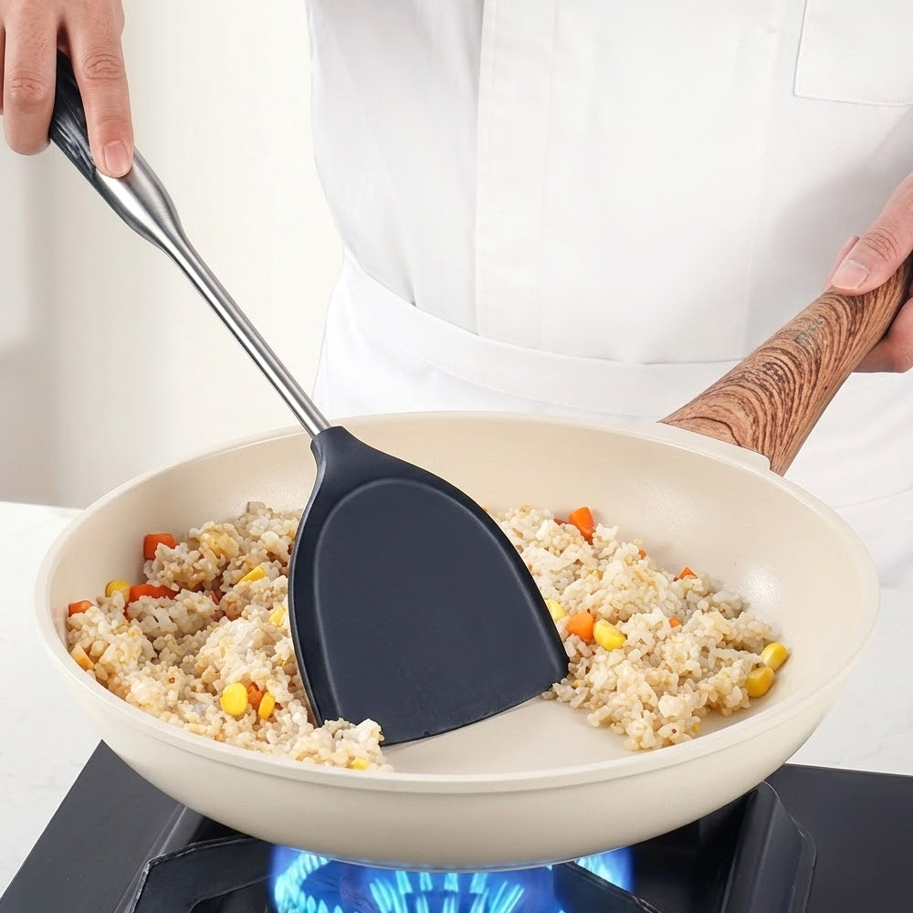 【上手家居】不鏽鋼矽膠鍋鏟(鍋鏟/不鏽鋼鍋鏟/煎鏟/矽膠鏟), , large