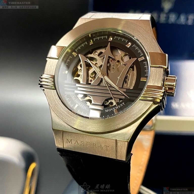 [星晴錶業]MASERATI手錶,42mm,R8821108031黑色錶面銀錶殼深黑色真皮皮革錶帶款, , large