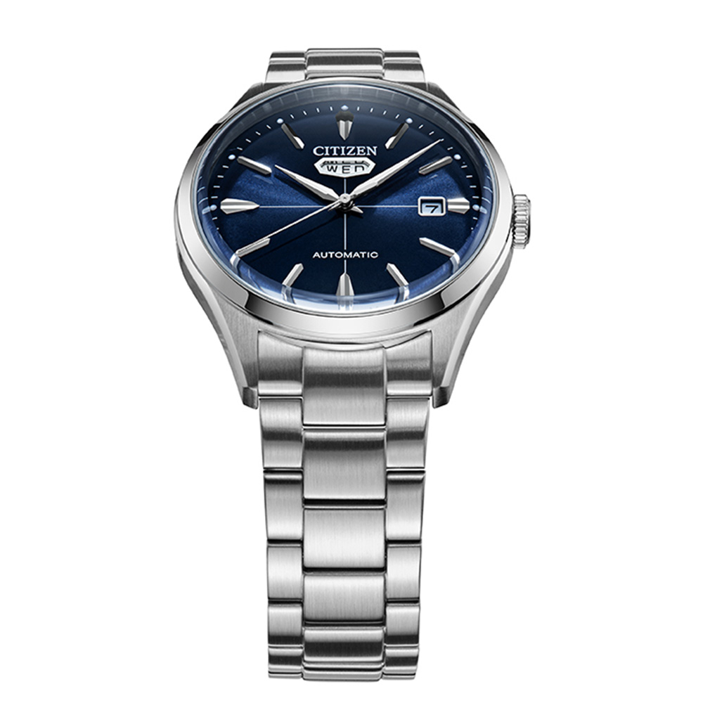 CITIZEN 星辰 C7 經典復刻日曆機械錶-銀x藍 NH8391-51L, , large