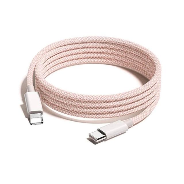 2-Pack Apple 60W Fast Charging Type-C to Lightning Pink Braided Cable 1M, , large