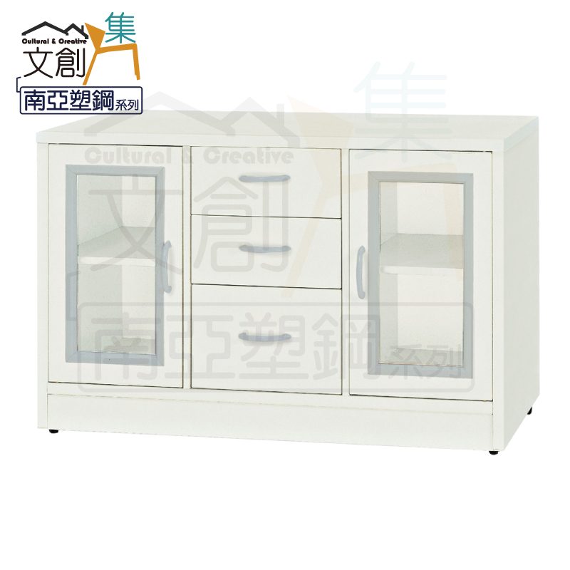 【文創集】波仕 環保3.5尺南亞塑鋼二門三抽中餐櫃/收納櫃(客約商品), , large