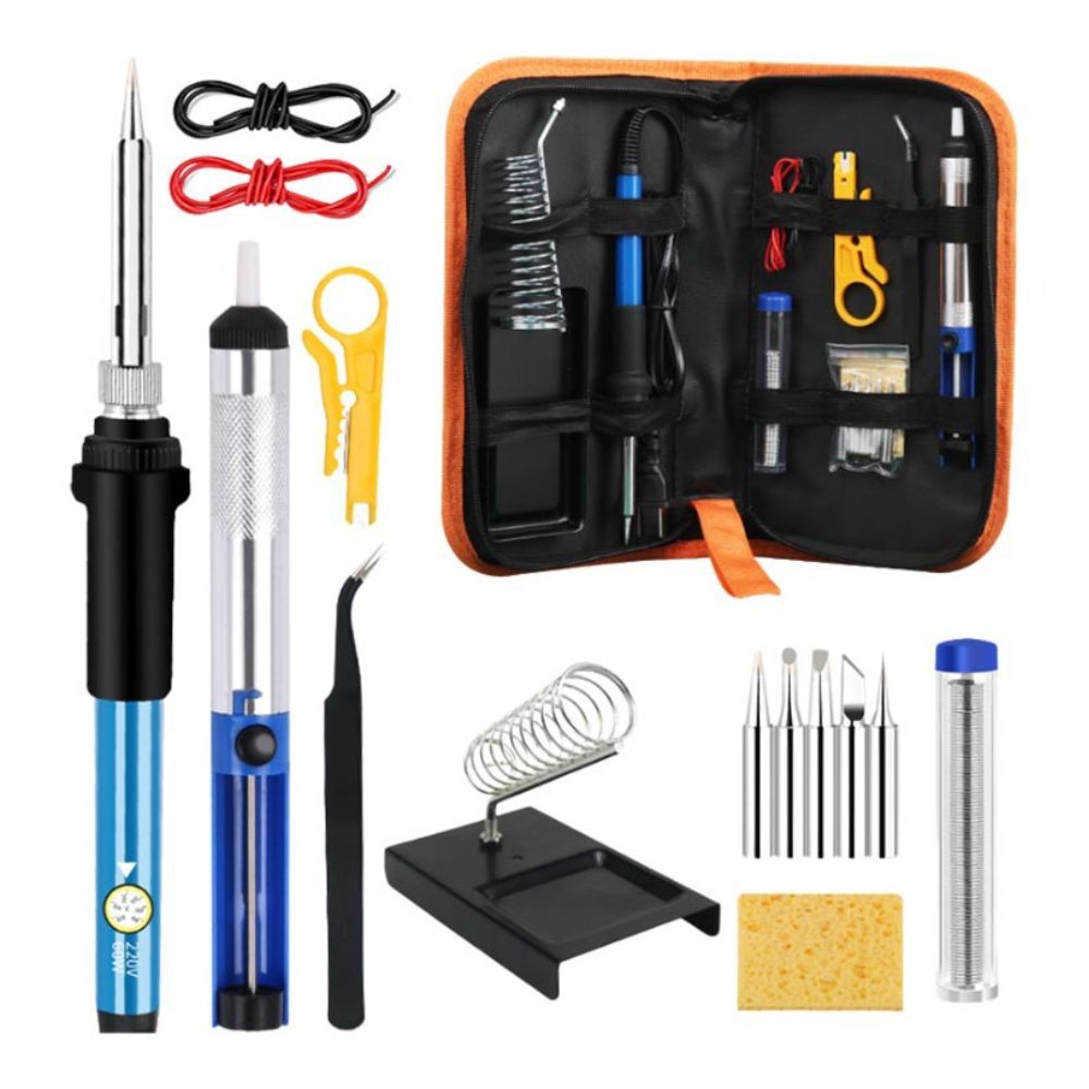 Adjustable temperature soldering iron tool kit, 15 pieces, 60W, , large