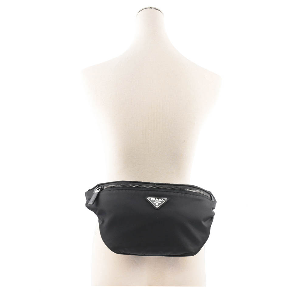 PRADA 三角牌Logo 尼龍腰包/黑色, , large