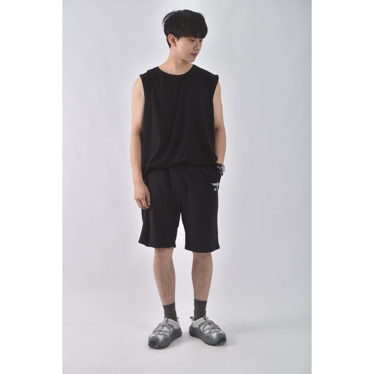 (S) 【范姜彥豐私服】boy london高腰男裝運動棉質素面黑色短褲二手衣