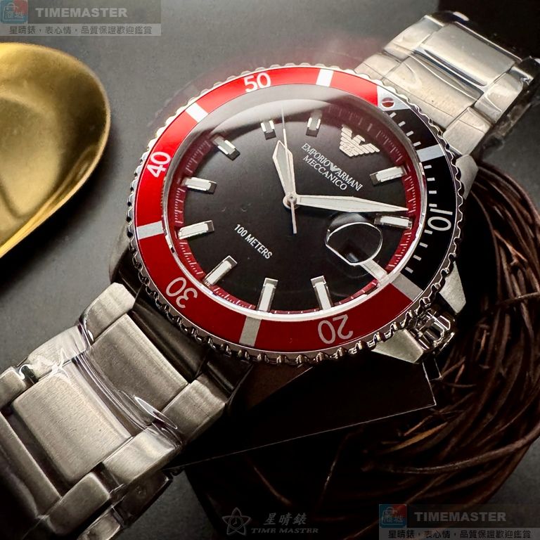 [星晴錶業]ARMANI手錶,42mm,AR00076黑色錶面銀錶殼銀色精鋼錶帶款, , large