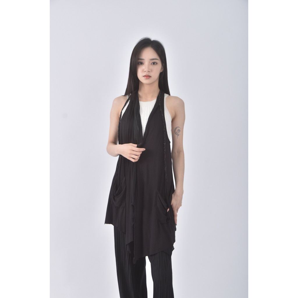 (S) moss club無袖黑色罩衫二手衣, , large