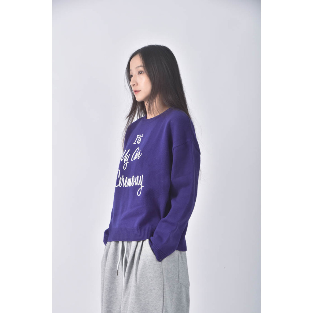 (XL) kong by韓牌字母藍色長袖上衣二手衣, , large