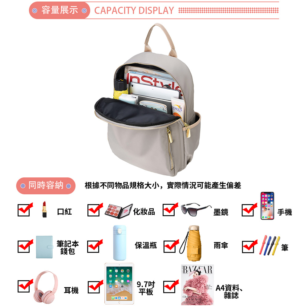 SPRING-簡約尼龍後背包時尚商務通勤後背包旅行後背包-多色, , large