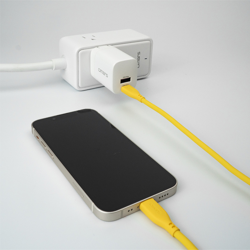 omars GaN 35W Adaptor+Lightning Silicone Cable-Yellow, , large