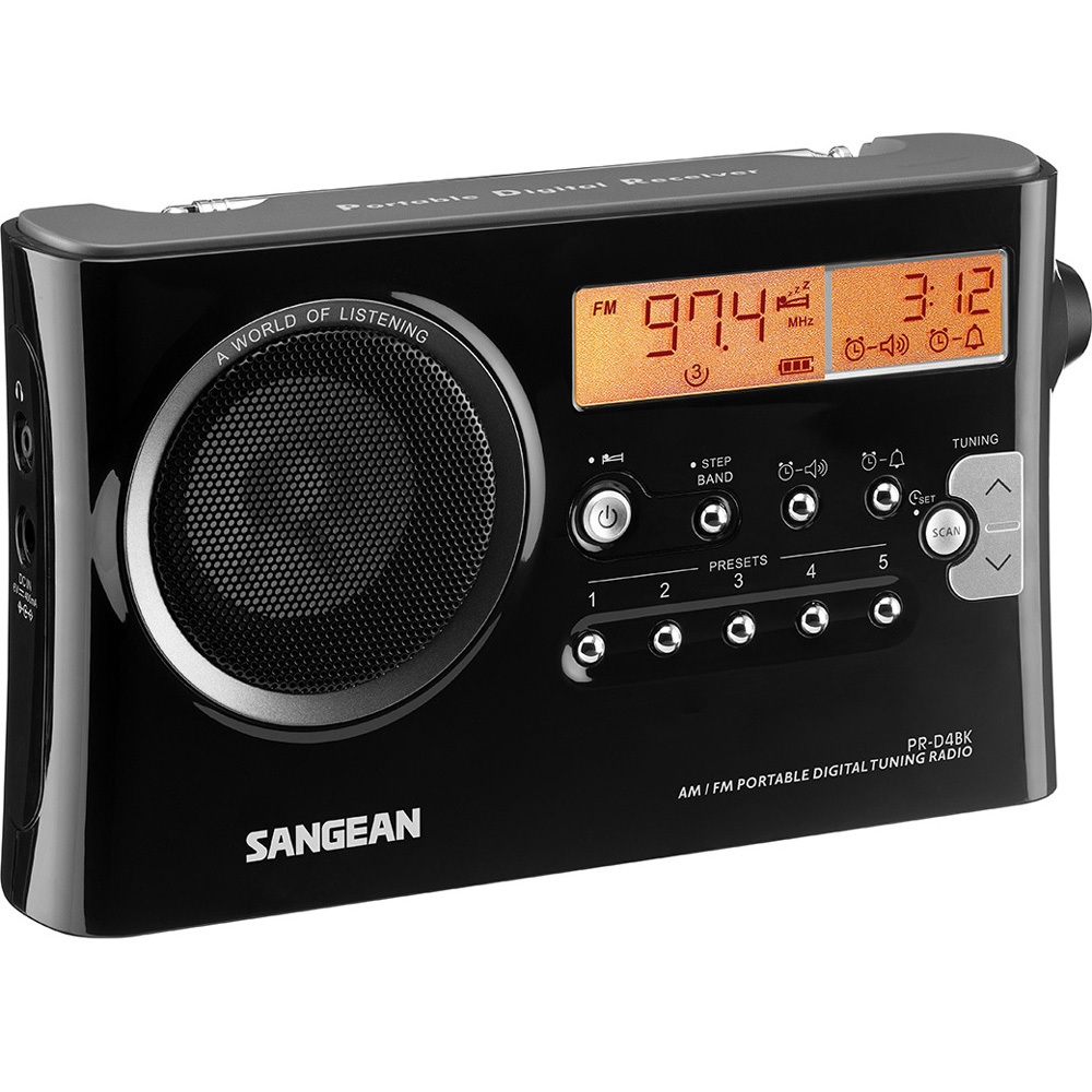 SANGEAN 山進 AM/FM 二波段 數位式時鐘收音機 黑色 PR-D4BK / PRD4BK, , large