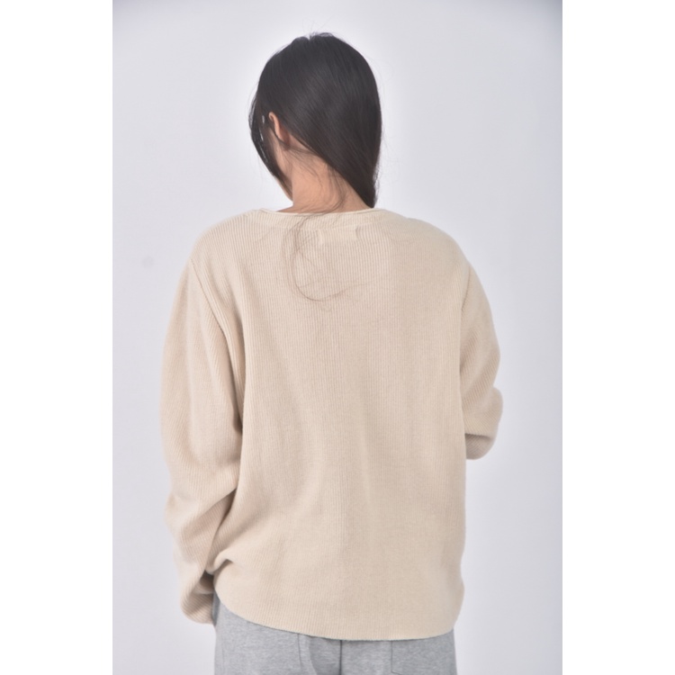 (XL) levely and thisway韓牌質感針織V領杏色長袖上衣二手衣, , large