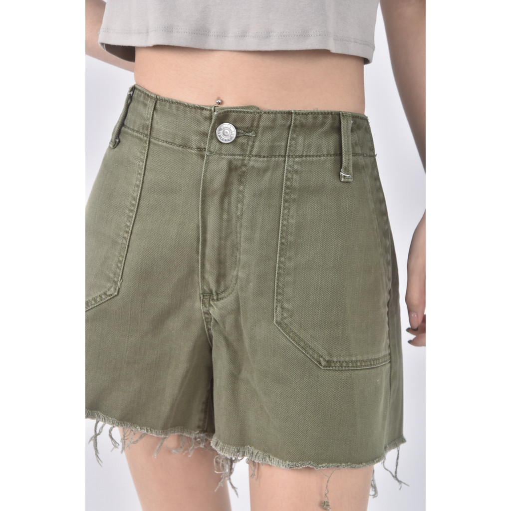 (M) paige丹寧牛仔質感綠色短褲二手衣, , large