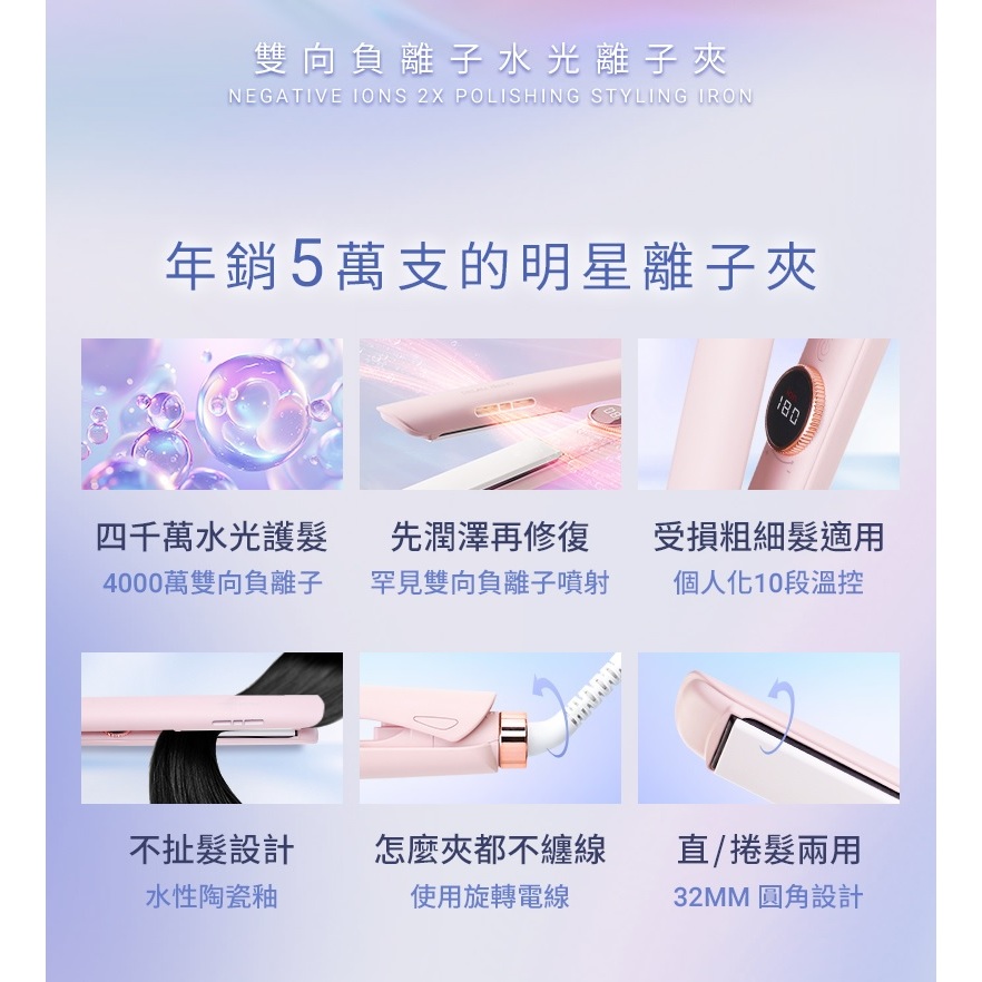 DREAM TREND 凱夢 DT-901 雙向負離子水光離子夾 波浪捲 公司貨, , large