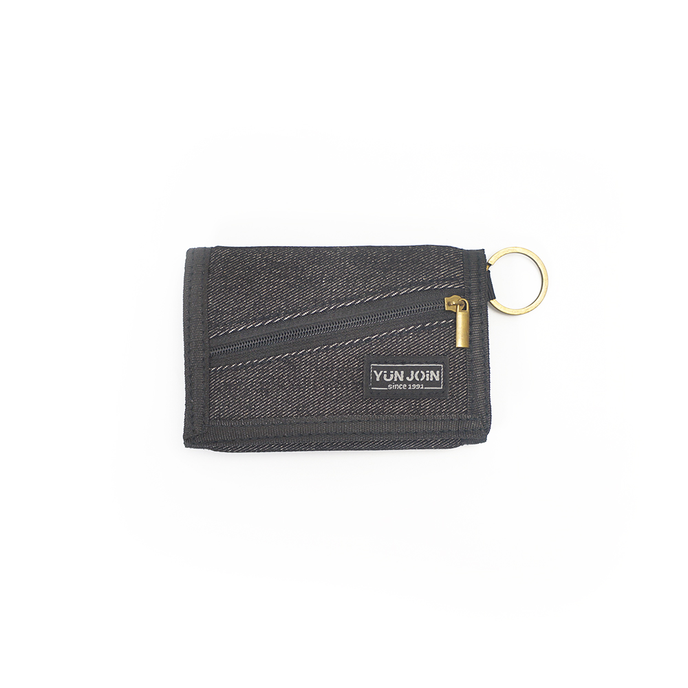 【YUN JOIN】 Denim nylon tri-fold short clip, , large