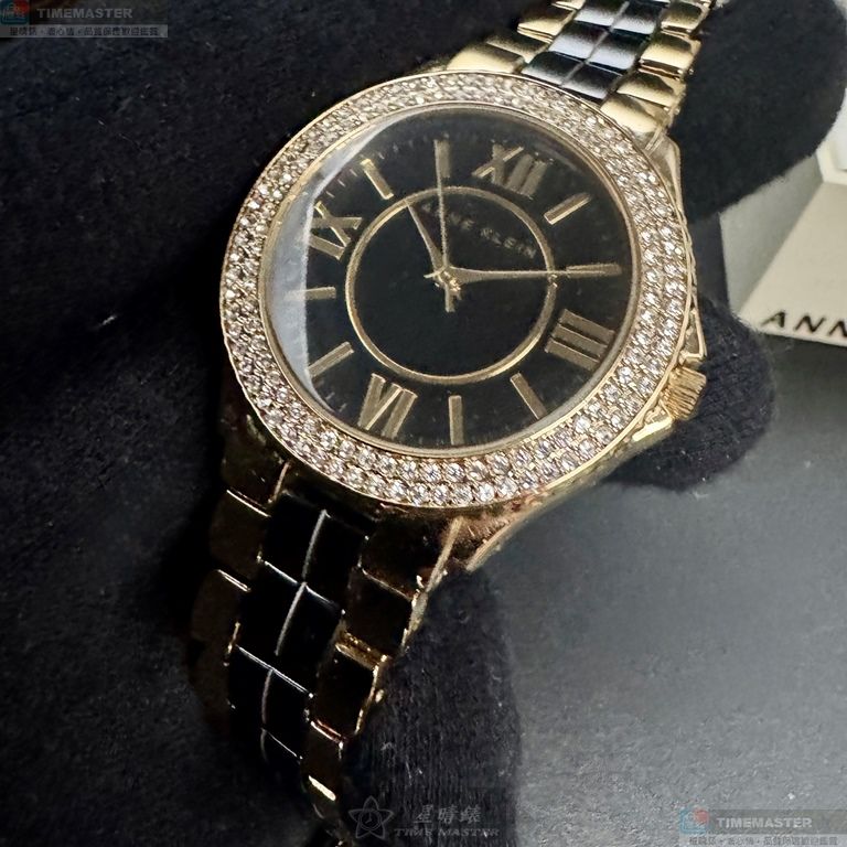 [星晴錶業]ANNE KLEIN手錶,38mm,AN00521黑色錶面金色錶殼金黑相間合金錶帶款, , large